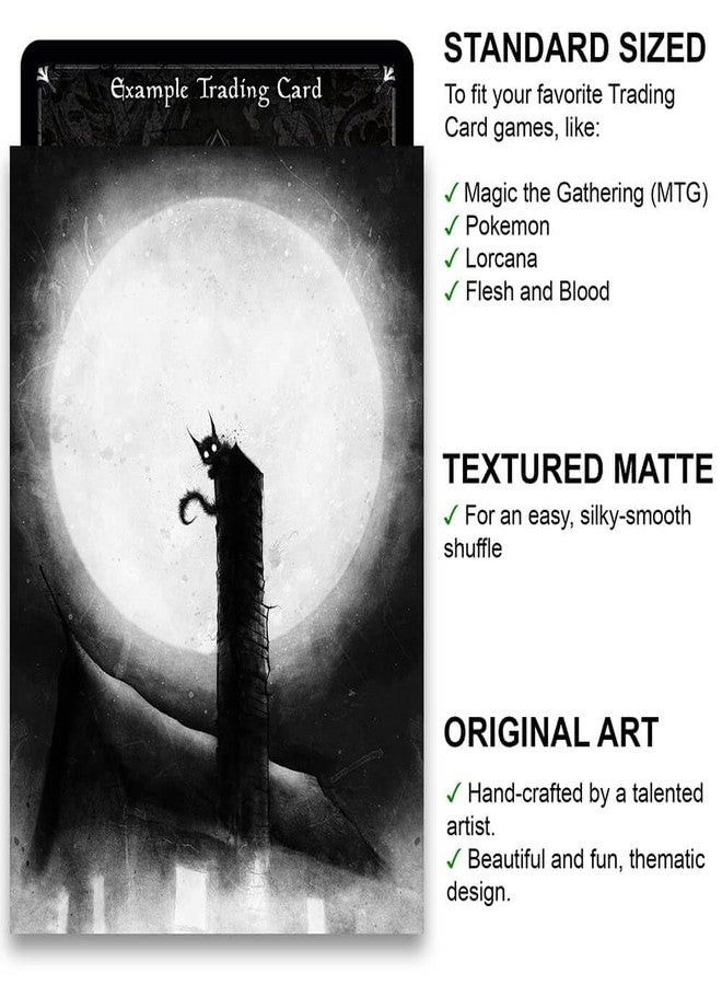 Fantasy North - Cat on The Chimney - Inked Moonlight Horror Series - 100 Textured Matte TCG Card Sleeves - Fits Magic MTG Commander Pokemon and Other Card Games - Playing Card Sleeves - Image 2